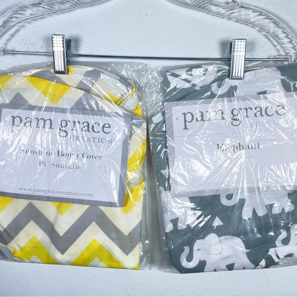 NEW Set of 2 Pam Grace Creations Nursing Pillow  Covers Boppy Compatible Yellow